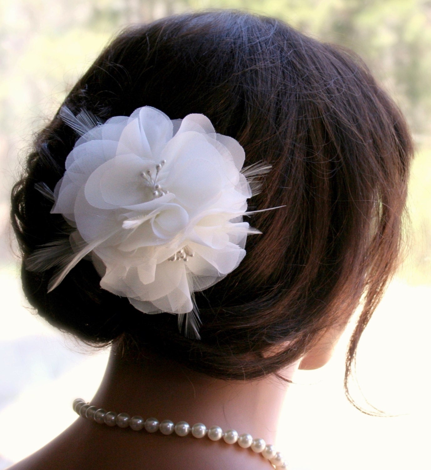 Ivory Bridal Hair Flower, Bridal Hair Accessories, Pearl Hair Flower, Wedding Hair Accessories