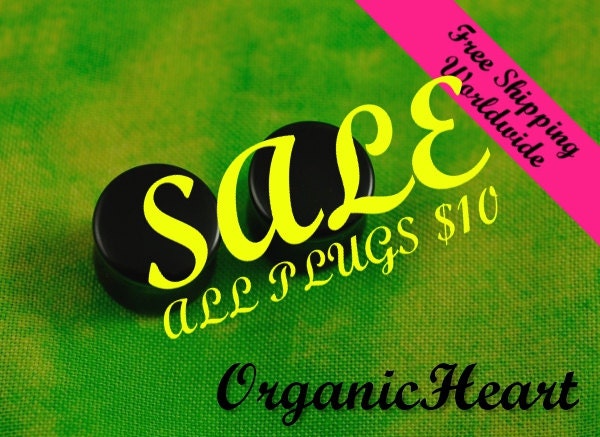 10 DOLLAR SALE Black Onyx Ear Plugs 0g (8mm) Organic Handmade Hand Carved Stone Body Jewelry Piercing Earrings 0 Gauge