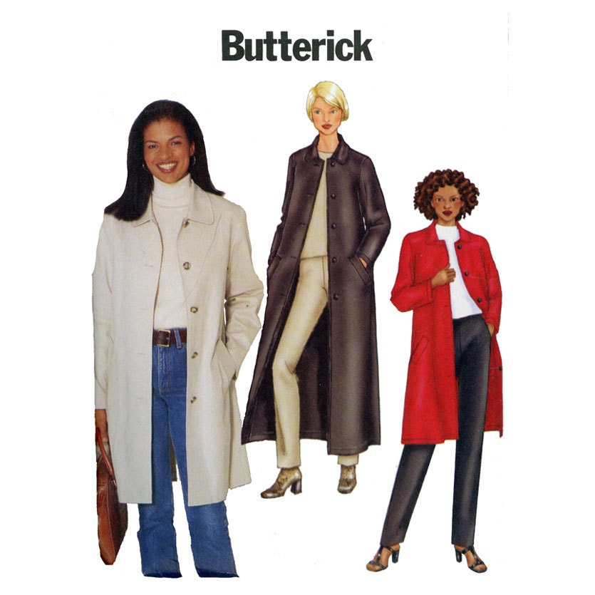 Coat and Jacket Pattern Butterick 6900 Bust 34 to 38 Womens Sewing Pattern Rain & Shine Coat in Three Lengths UNCUT