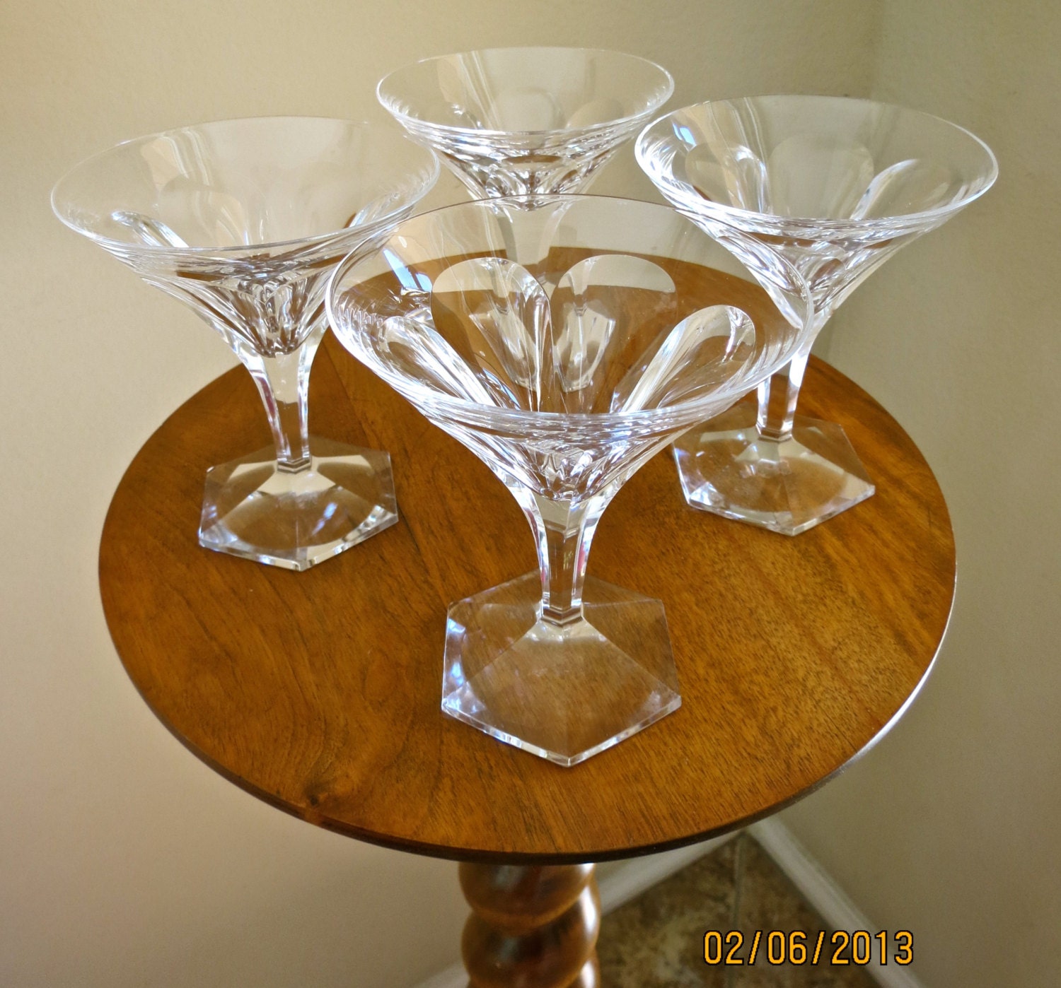 4 Belgian Belgium Val St. Lambert Hafnia Crystal Glass Sherbet Desert Champagne Stems Stemware