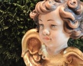Vintage Cherub Putti Head, Wall Decor, Florentine
