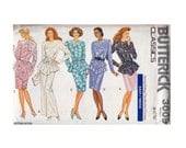 Classics Uncut sewing Pattern Sizes 8 10 12 Butterick 3009 Dress evening length short layered long back peplum from 1988
