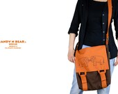 Design Messenger Bag - Elephant ( Orange / Dark Brown / Handmade / Cotton / Yarn / Unisex )