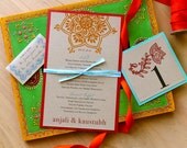 Henna Love - Modern Indian Wedding Menus & Table Numbers - Purchase to Start the Ordering Process