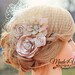 Champagne Birdcage Veil-Gold and Champagne Bridal Fascinator-Wedding Headpiece-Plum and Red Also Available