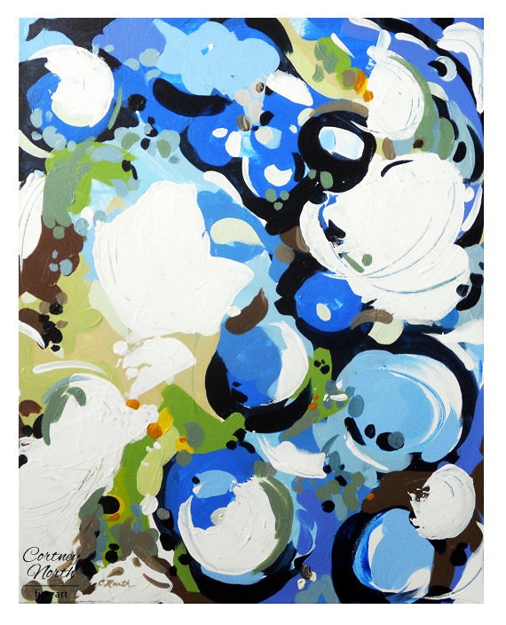 Tropical Wave Original Abstract Painting - 16x20, beach decor, blue and green, living room art, palette knife fine art