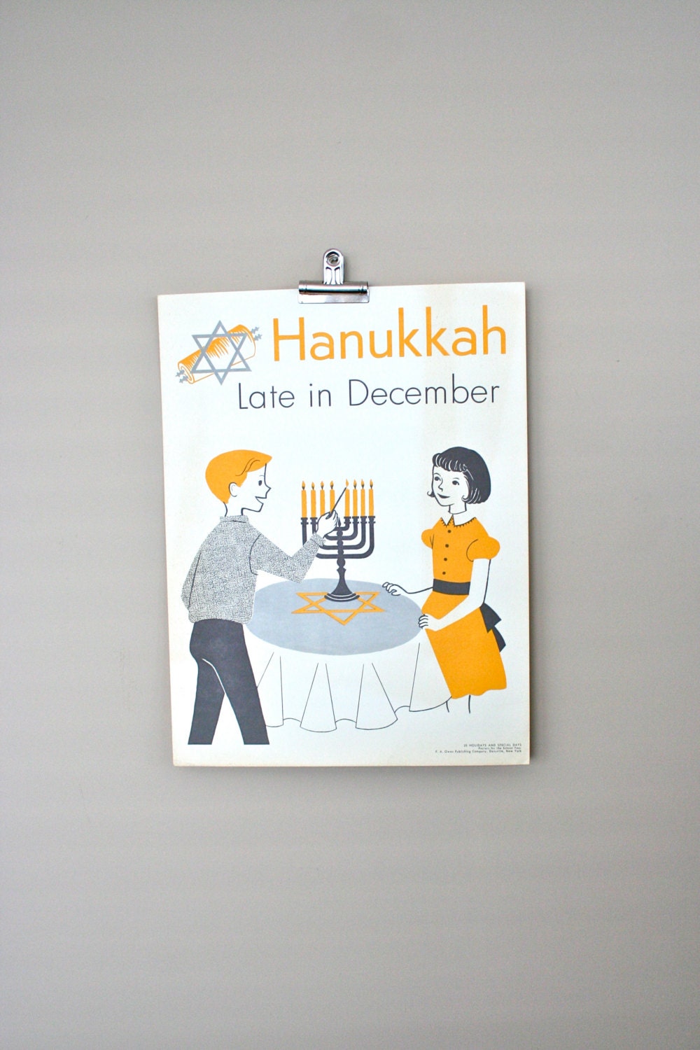 vintage school holiday poster: hanukkah