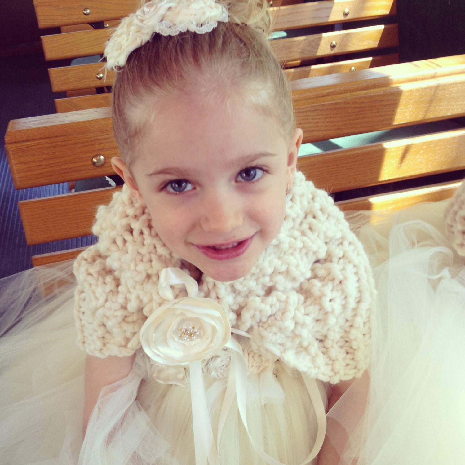 Flower Girl Shawl / Bride Bolero / Bridal Shawl / Ivory Shawl