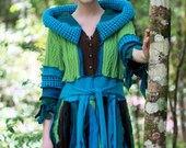 Ready Now Super Cute Upcycled Recycled Sweater Coat Fairy Pixie Festival Elf  Forest Nymph Kaleidoscope Anemone