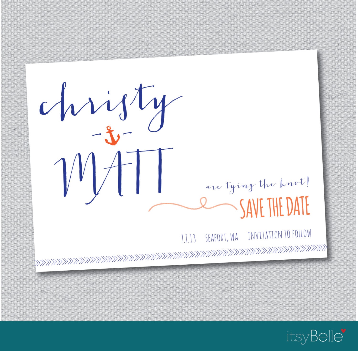 Nautical Save the Date- Tying The Knot Collection - Printable Wedding Announcement Card by Itsy Belle Il_570xn