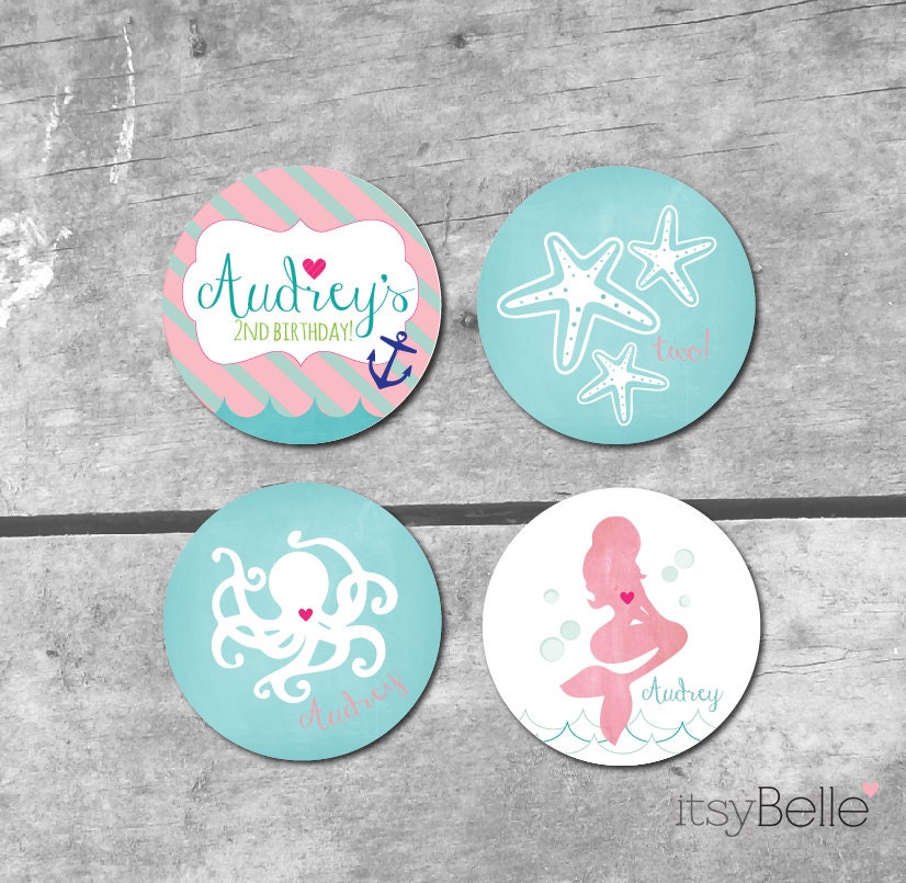 Nautical Mermaid Party Collection - PRINTABLE PARTY CIRCLES by Itsy Belle Il_570xn
