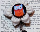 Id Badge Retractable Id Badge Holder Kanzashi Flower Natural Flower Cute Owl