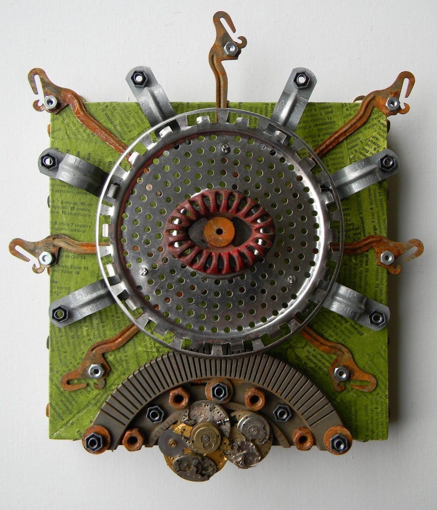 Recycled Art Assemblage  -  "Metal Medusa"  -  Original Mixed Media