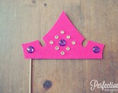 Pink Tiara Prop // Photo Prop on a stick // Hot Pink Tiara with "Jewels" // Princess Party // Princess Crown