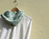 Mint green infinity scarf - Knitted vegan cowl - Cotton lace romantic accent femenine