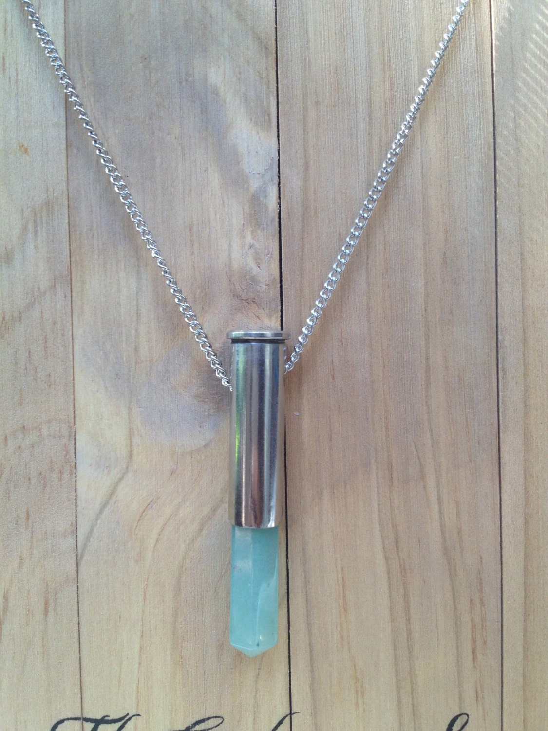 Aventurine Point Silver Bullet Necklace