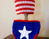 Patriotic Hat & Diaper Cover Set - Great Photo prop