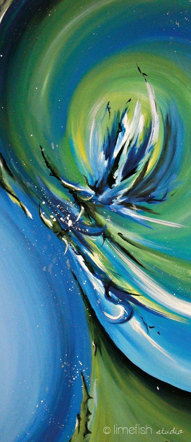SALE // Hand-Painted 12x24 Abstract Painting "Dragonfly"