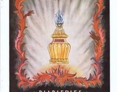 Vintage Fifties French Perfume Ad for Diableries Piver Parfum Paris Flames Graphic Design Typography Lettering