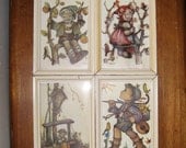 4 Small Genuine HUMMEL Prints / Wood Frames / Made In Holland / Free US Shipping