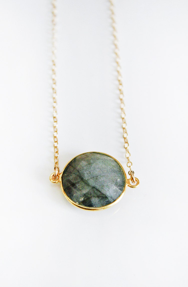 Labradorite Coin Necklace