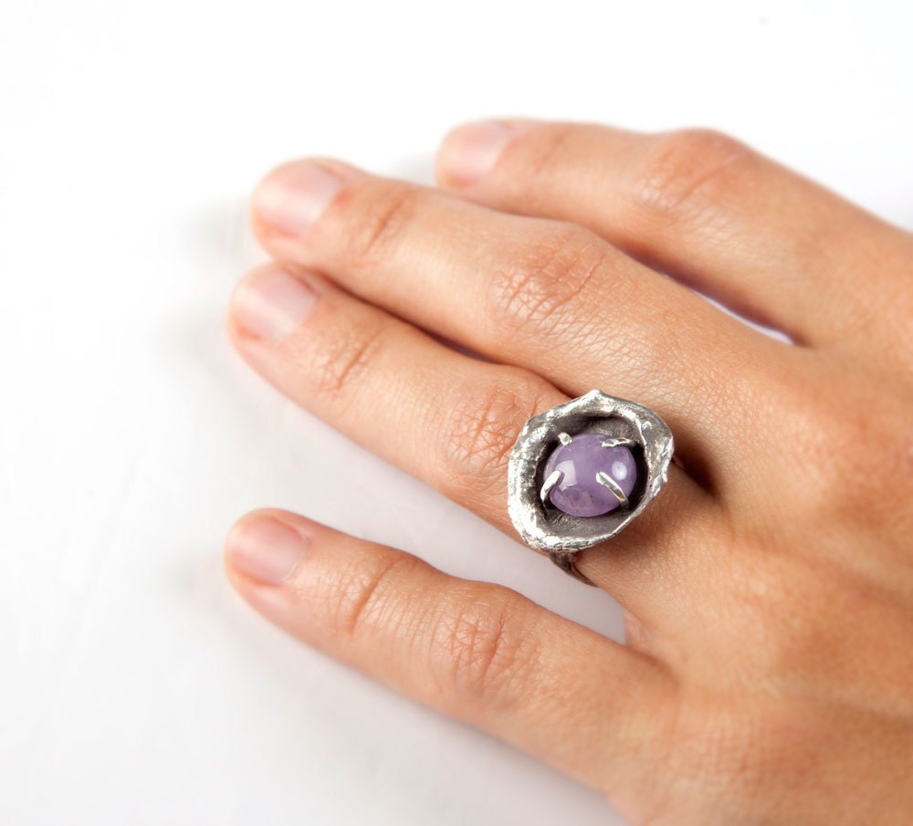SAMPLE SALE Lavender jade and silver ring