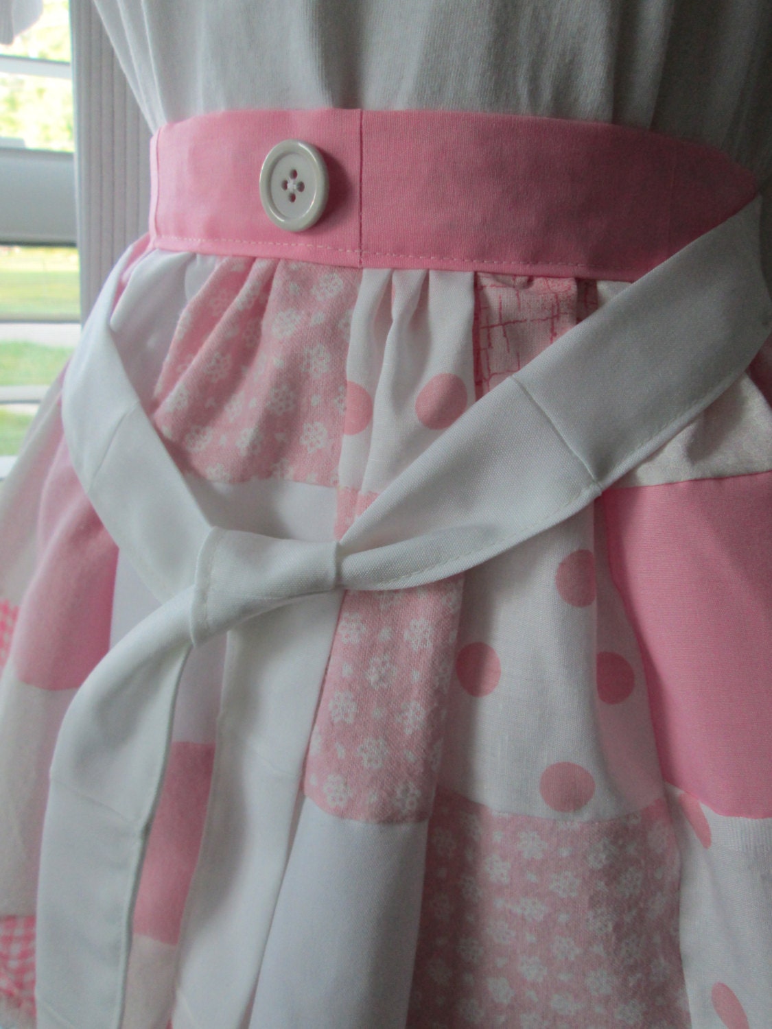 SALE Pink Patchwork Half Apron Size M - L