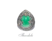 Diamond & Chrysoprase Ring