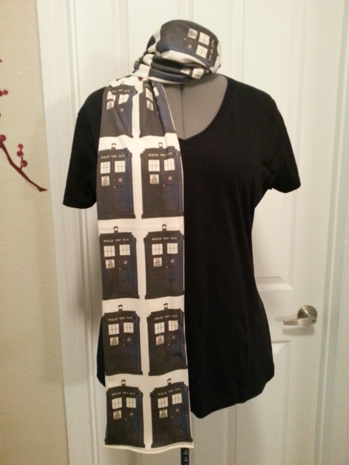 Doctor Who TARDIS KNIT scarf (REGULAR style)- made to order