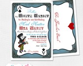 Mad Hatter Tea Party- Alice in Wonderland - Boys Party Invitation - DIY PRINTABLE FILE by Sassaby Il_170x135