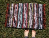 Handwoven Rug- recycled home decor, bathroom, bedroom, kitchen, rectangular, bath mat, rag rug