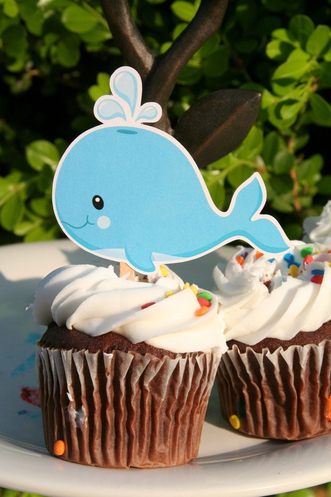 Whale Cupcake Toppers Set of 12