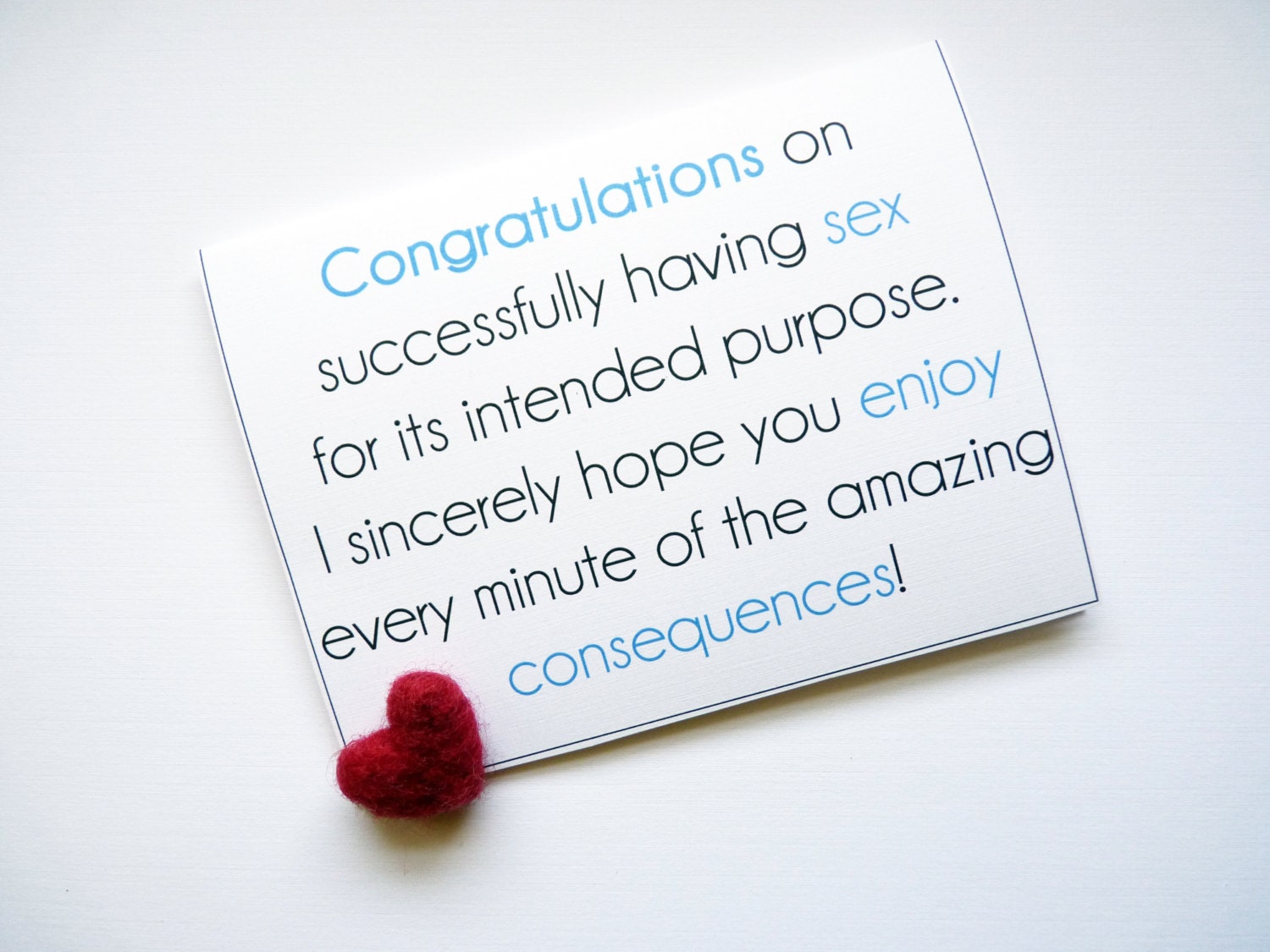 Congratulations - Funny Quirky Sarcastic Congratulations Baby Card - Choose Color