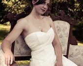 SALE Layered white poppy flower with lilac spike stamen centre, offwhite clay bridal hair clip