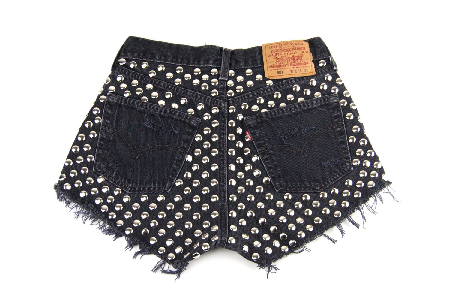 Vintage Black Denim Studded Shorts Size 25 / Small