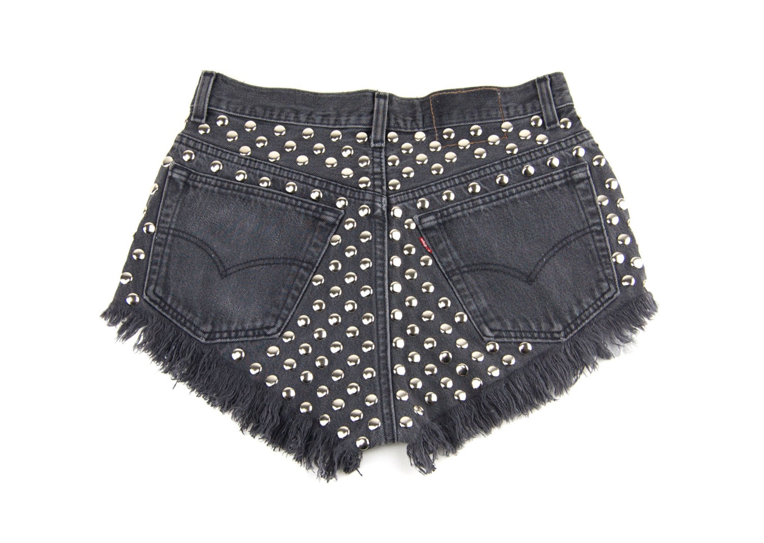 Vintage Grey Denim Studded Shorts Size 27 / Medium