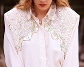 Western Silk Sequin Button-up Blouse