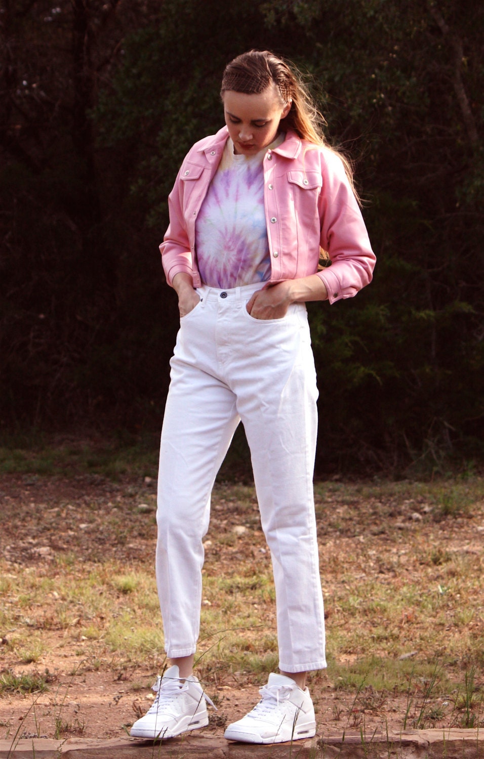 Vintage Babby Pink Pleather Cropped Jacket