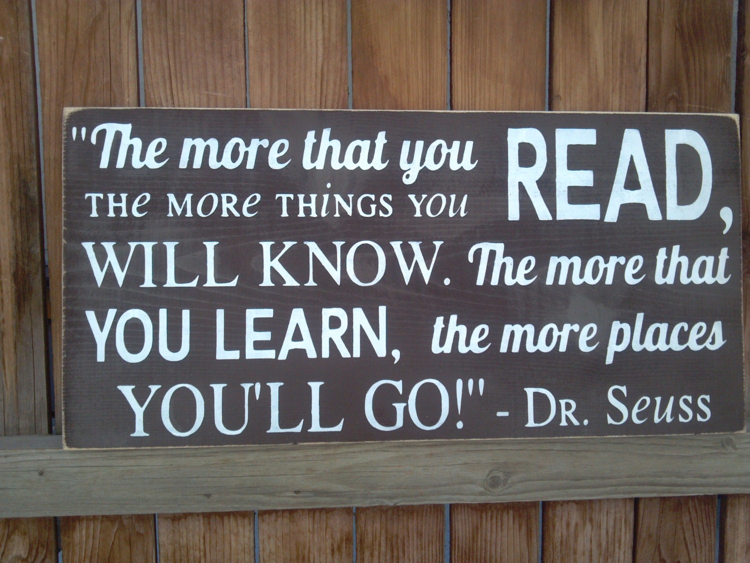 Dr. Seuss Quote The More That You Read...Wooden Distressed Subway Art Sign