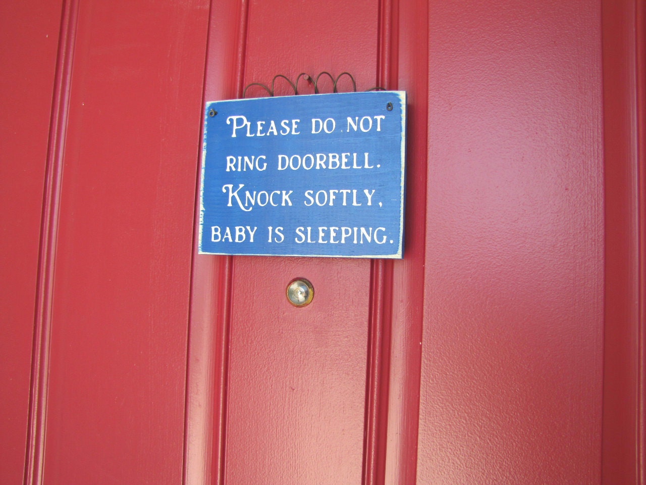 READY TO SHIP Please Do Not Ring Doorbell Knock Softly -Baby is Sleeping-  Primitive Door Sign
