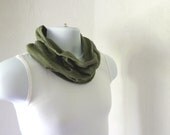 Organic Cotton Jersey Neck Warmer Infinity Scarf Cowl in Olive Green Jersey Knit Unisex Fashion Handmade by Thimbledoodle