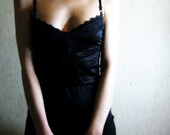 panther - vintage 60s black lace organic bamboo hippie boho romper playsuit xs