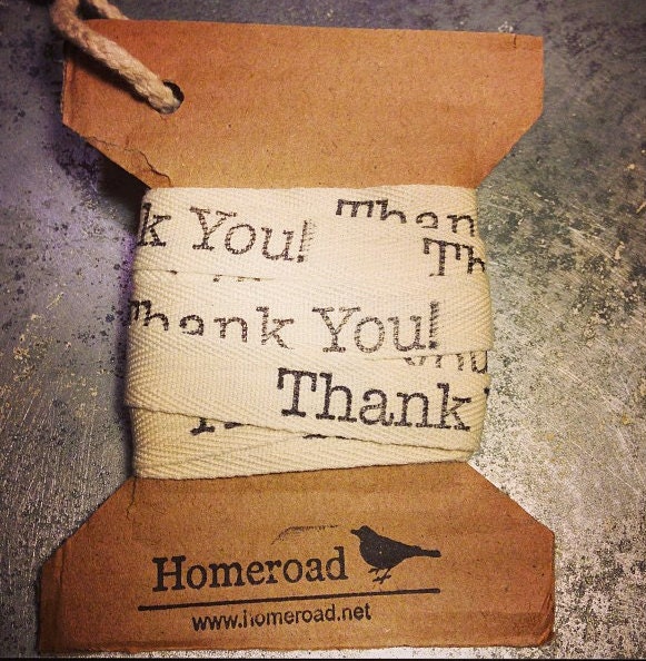 Hand Printed Thank You Ribbon