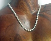 Knotted Pearl Necklace, 6 mm White Freshwater Pearls, 16 1/2 inch Pearl Necklace, Wedding Necklace, Silver Clasp, Classic Pearl Necklace