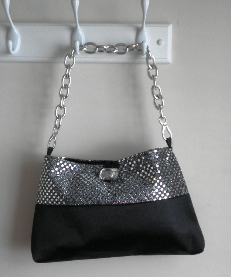 Black and Sparkly Silver Evening Bag