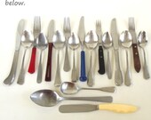 Flatware Set Stainless Bakelite Wood Handles Early American