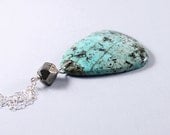 Turquoise necklace: turquoise jewelry sterling silver pendant blue stone African
