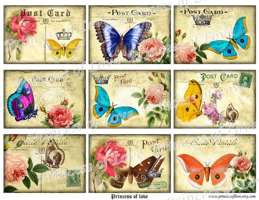 Notecards Gift Tags Digital Collage Sheet. Printable Imade. 9205