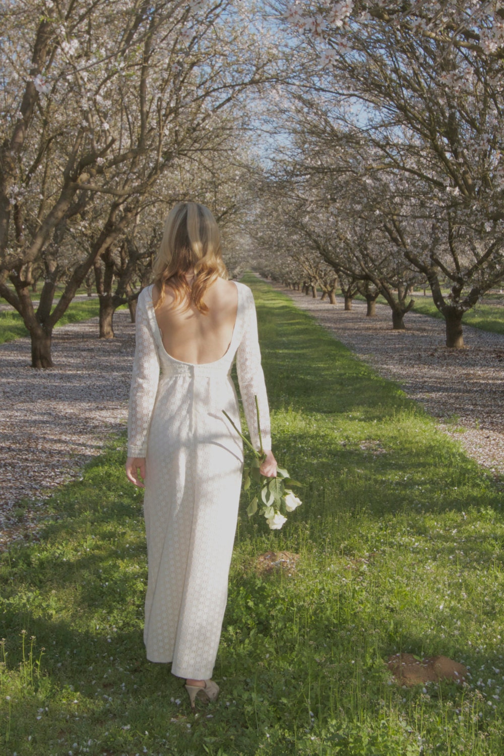 Boho Vintage Wedding Dress Backless Crochet Bohemian Long Sleeves - Penny