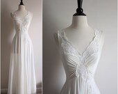 Vintage 70's Olga Nightgown White/ Ivory Slip Dress. Full Slip. Wedding Slip. Lace lingerie. Size S/M